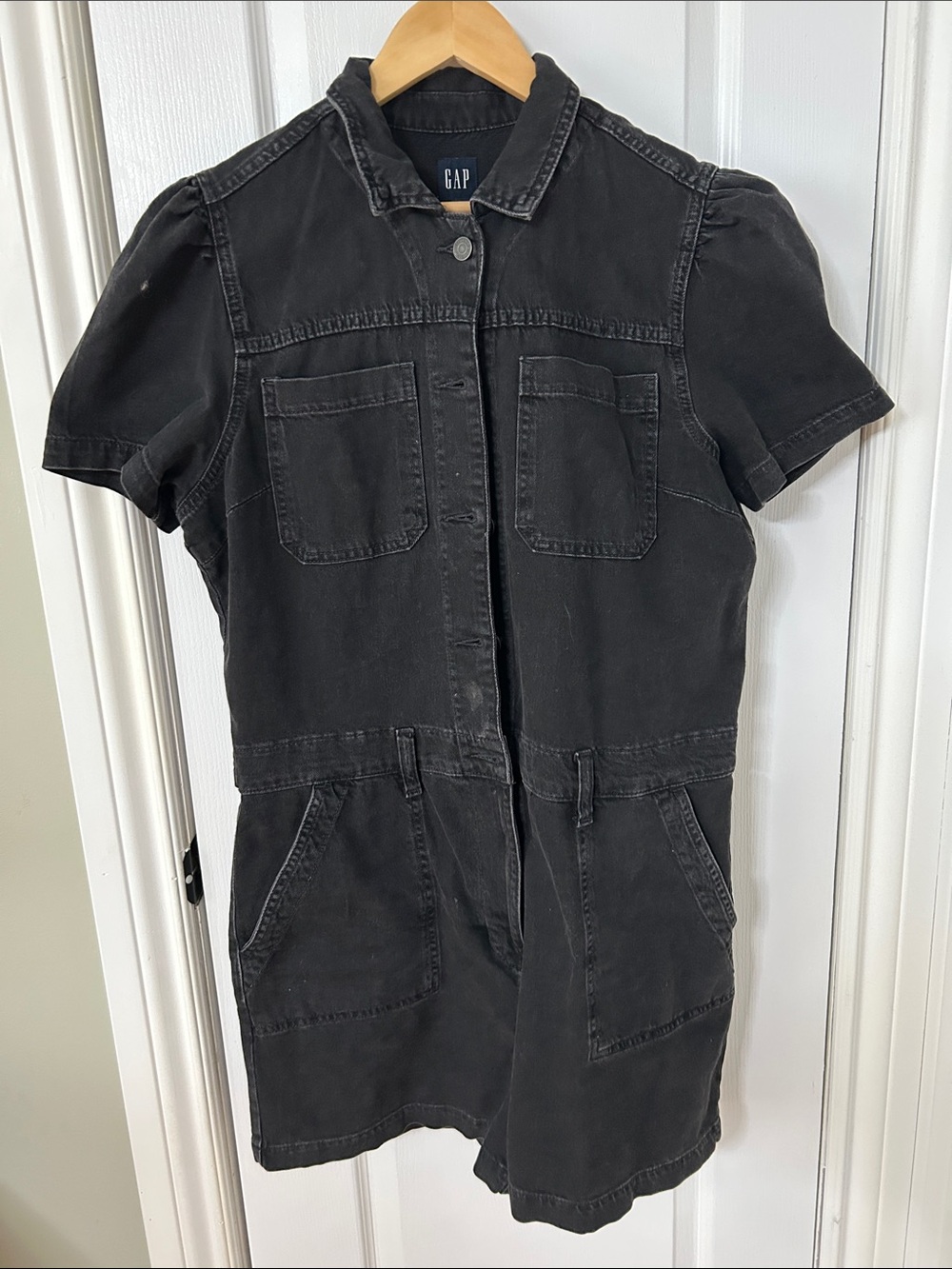 GAP Women's Short-Sleeve Black Utility Jumpsuit